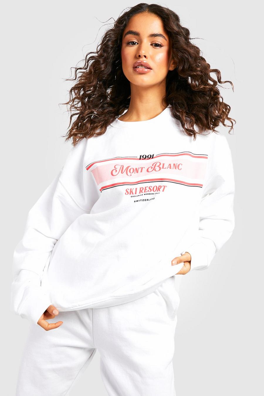 White Mont Blanc Slogan Printed Sweater  