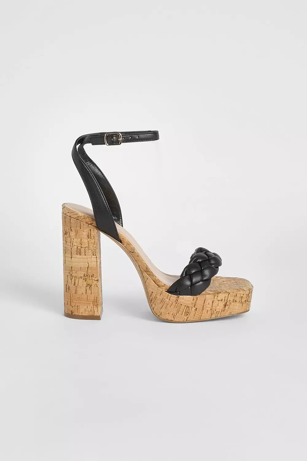 Black Plait Detail Platform Cork 2 Part Sandals alternative image