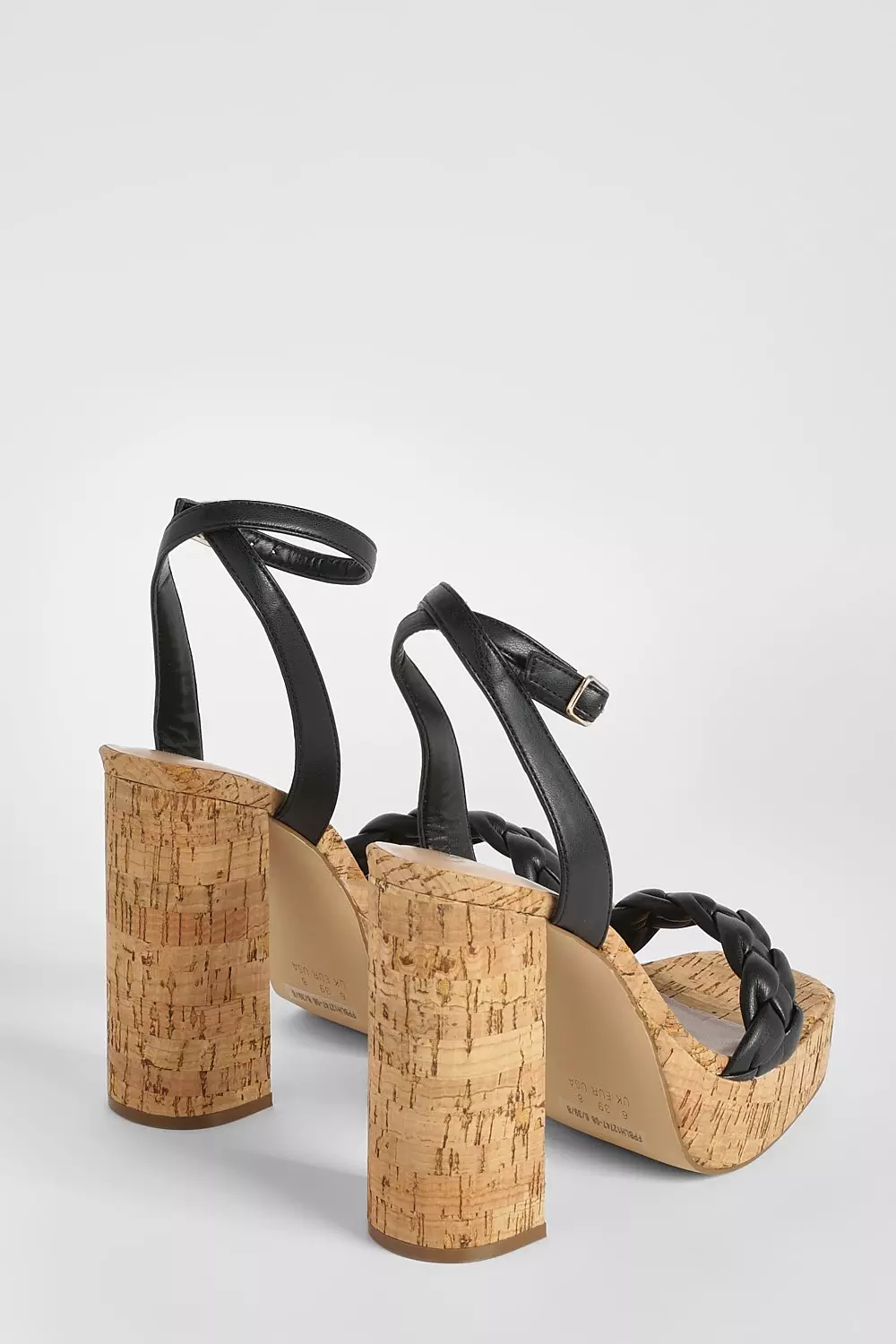 Black Plait Detail Platform Cork 2 Part Sandals alternative image