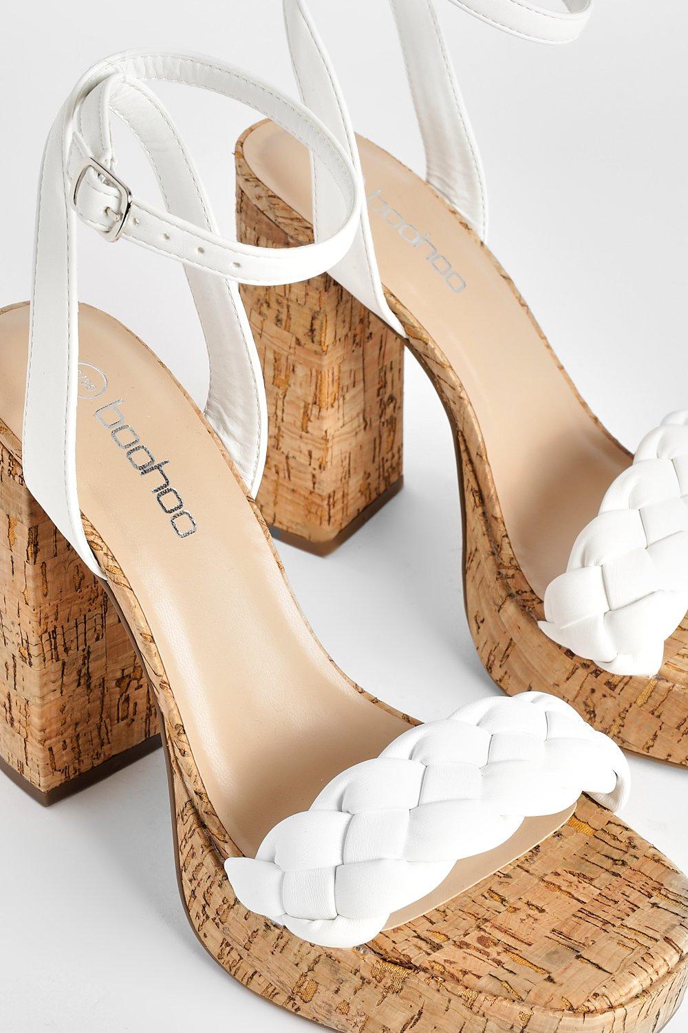 Braid Detail Platform Cork 2 Part Sandals