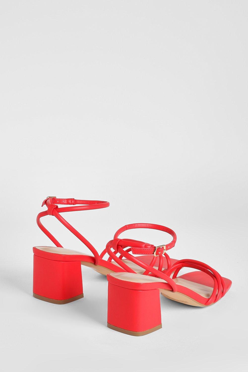 Red low block heel hot sale sandals