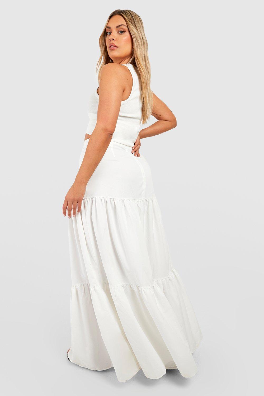 Plus size white peasant skirt hotsell