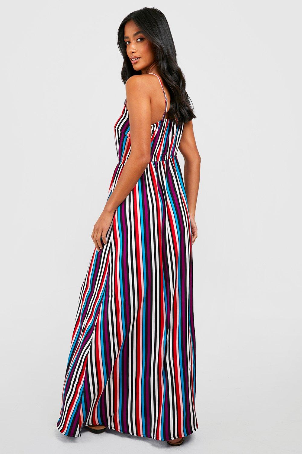 Boohoo striped hot sale maxi dress