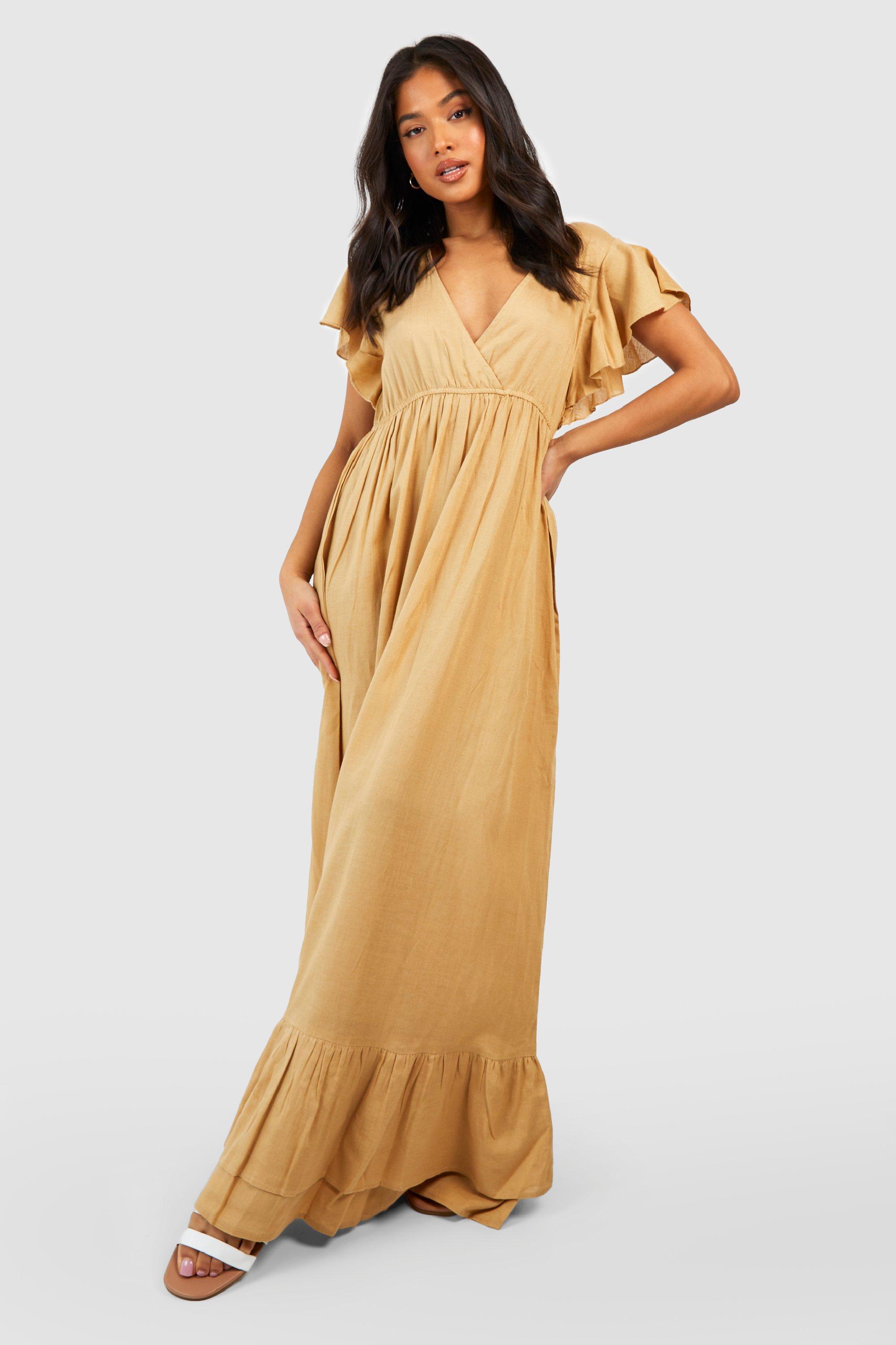 Maxi linen discount dress with sleeves