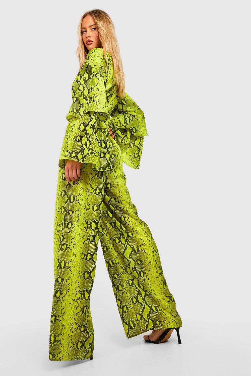 Snake print wide-leg pants - GEELIST