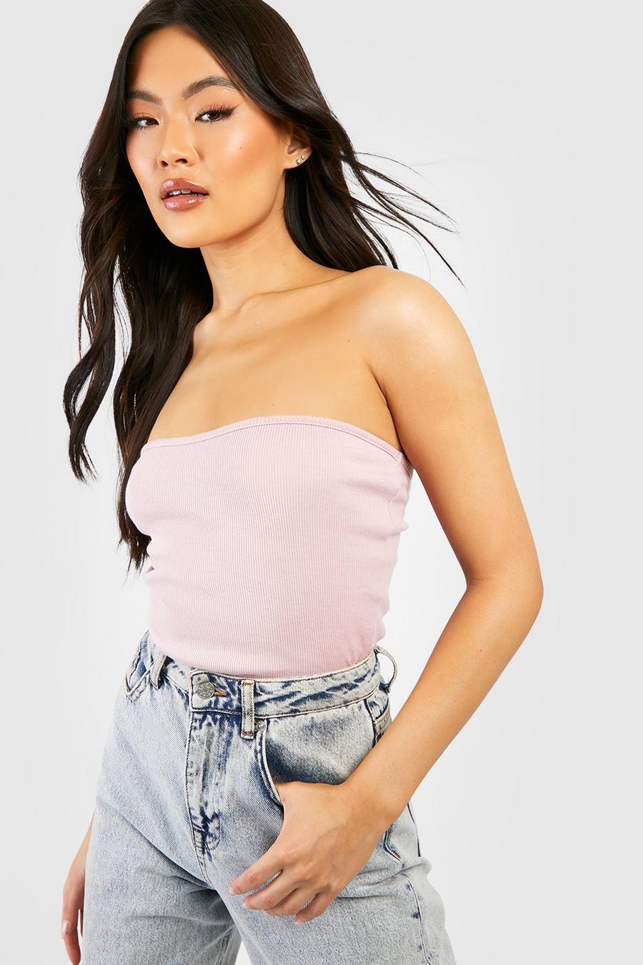 Mauve Ribbed Tube Top image number 1