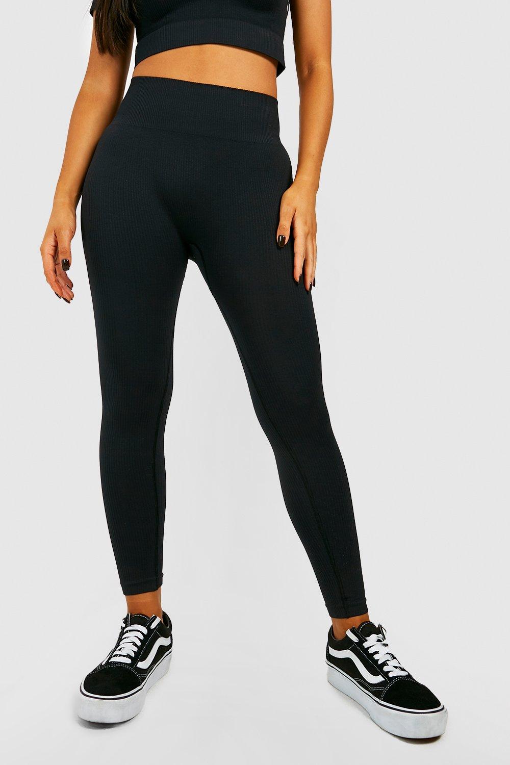 Buy Boohoo Seamless Ribbed High Waist Leggings In Black