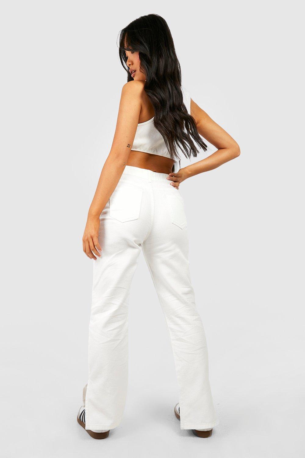 White best sale split jeans