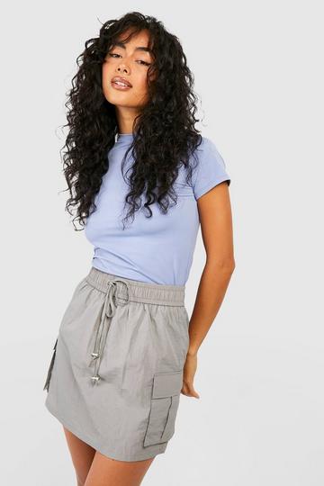 Drawstring Parachute Mini Cargo Skirt grey