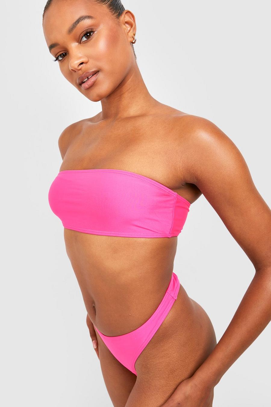 Bright pink rosa Tall Essentials Bandeau Bikini Set