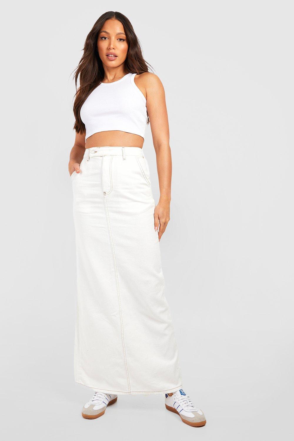 White jean outlet maxi skirt