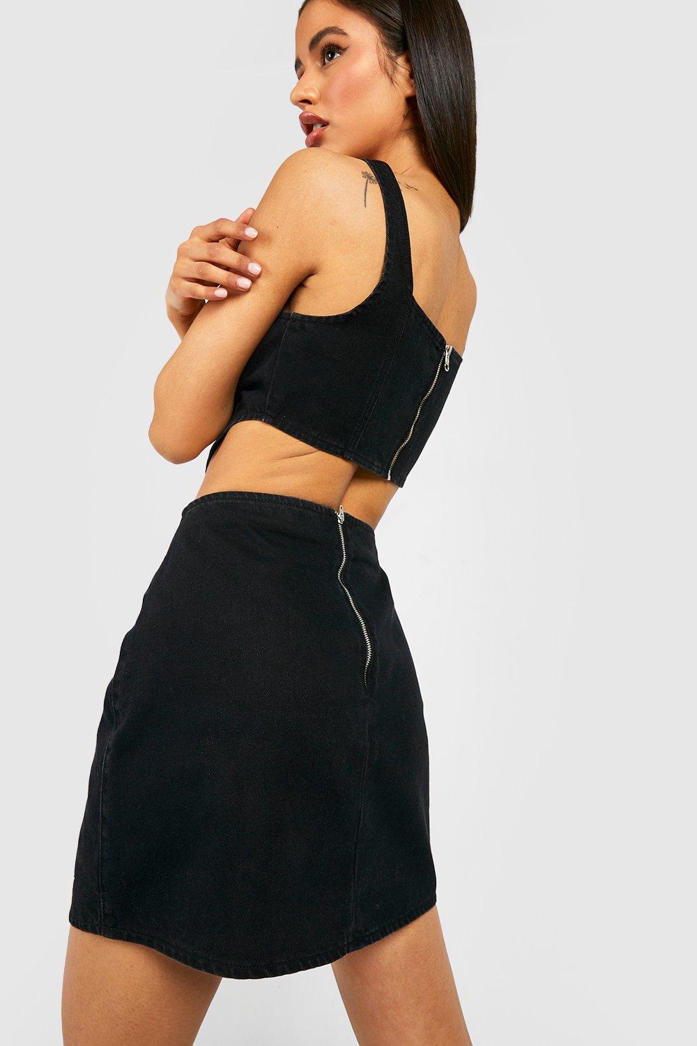 Black denim outlet skirt co ord