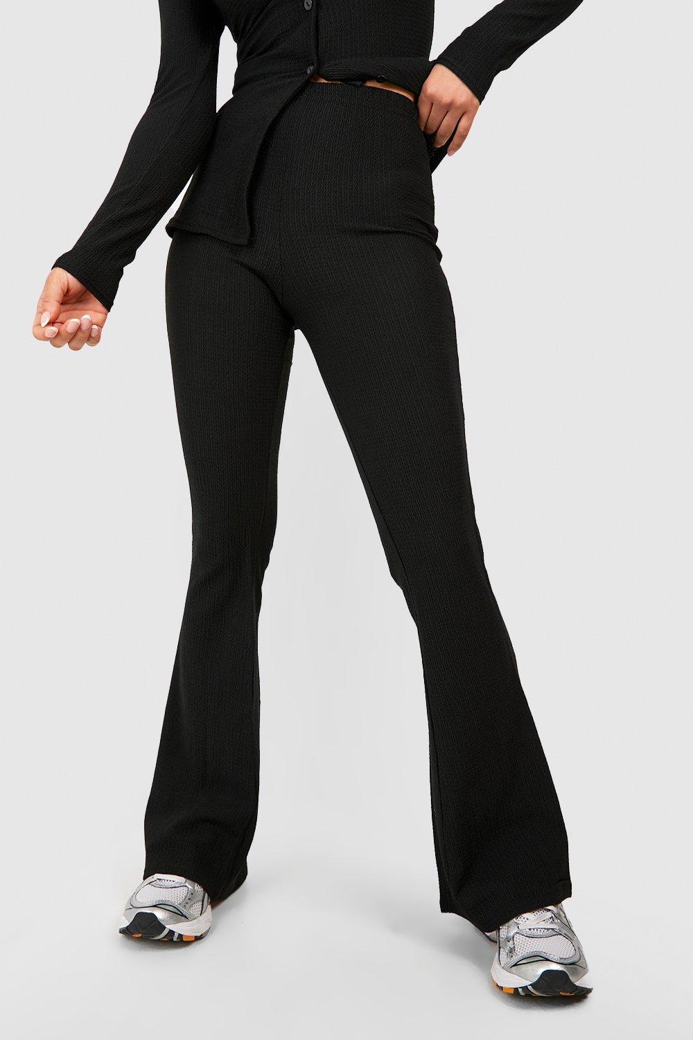 Petite ribbed hot sale flared trousers