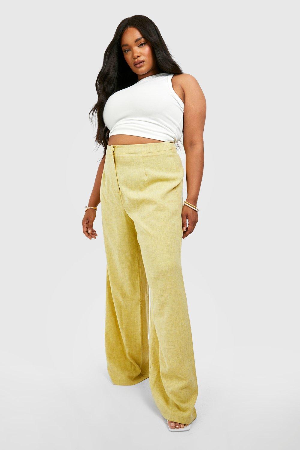 Women's plus size wide leg hot sale linen pants