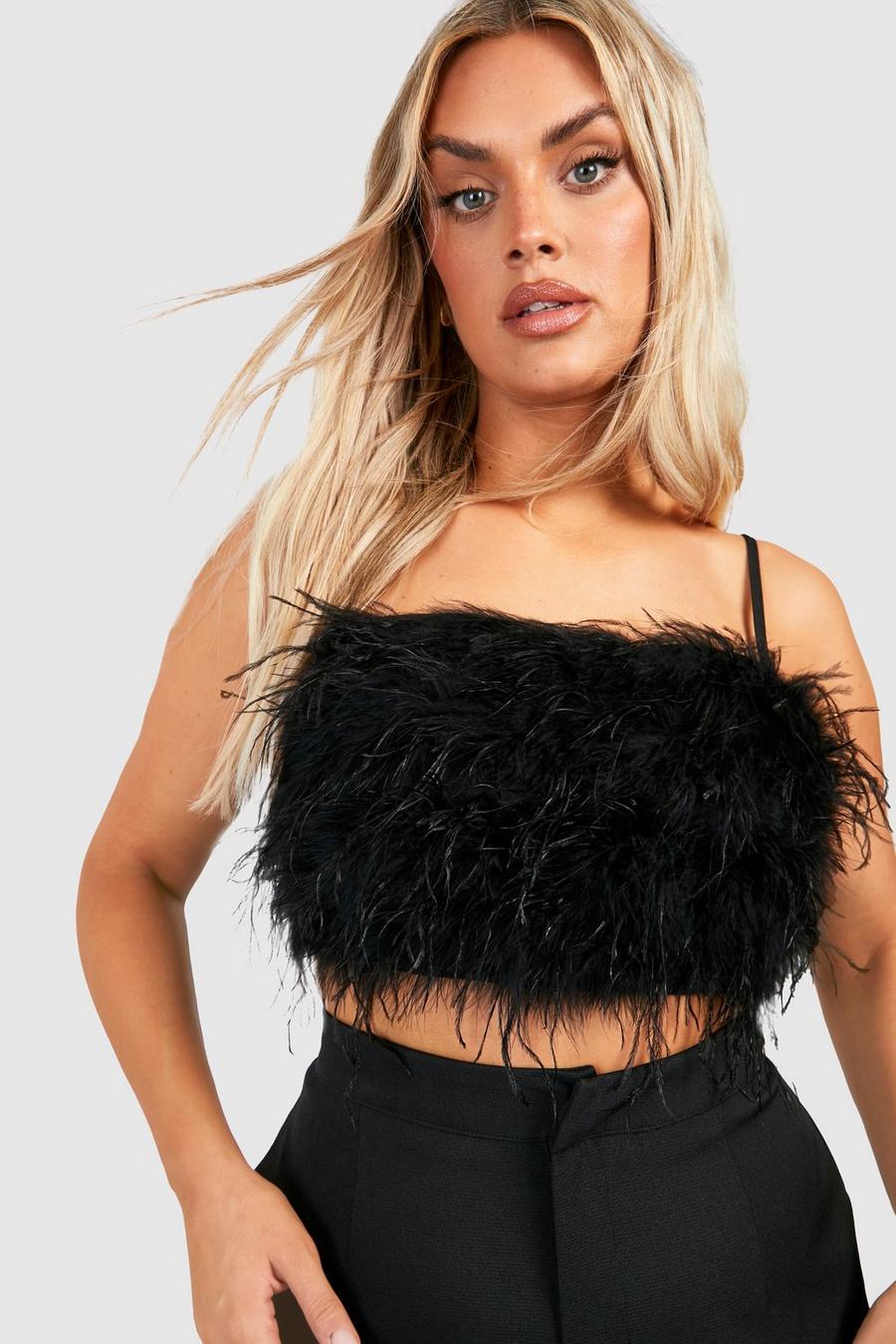 Black Plus Feather Tube Top image number 1