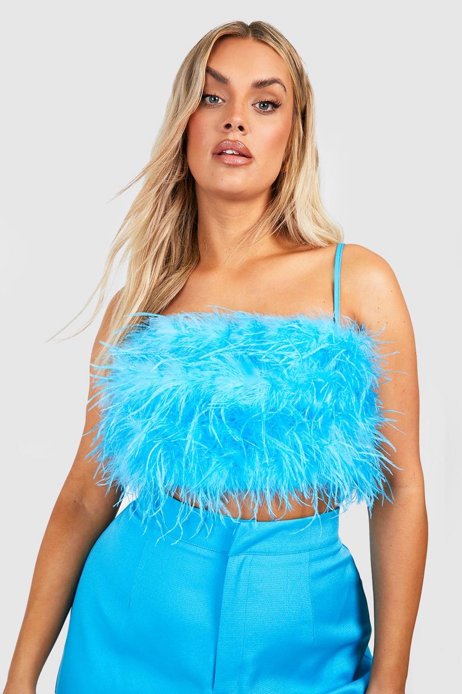 Blue Plus Feather Bandeau Top image number 1