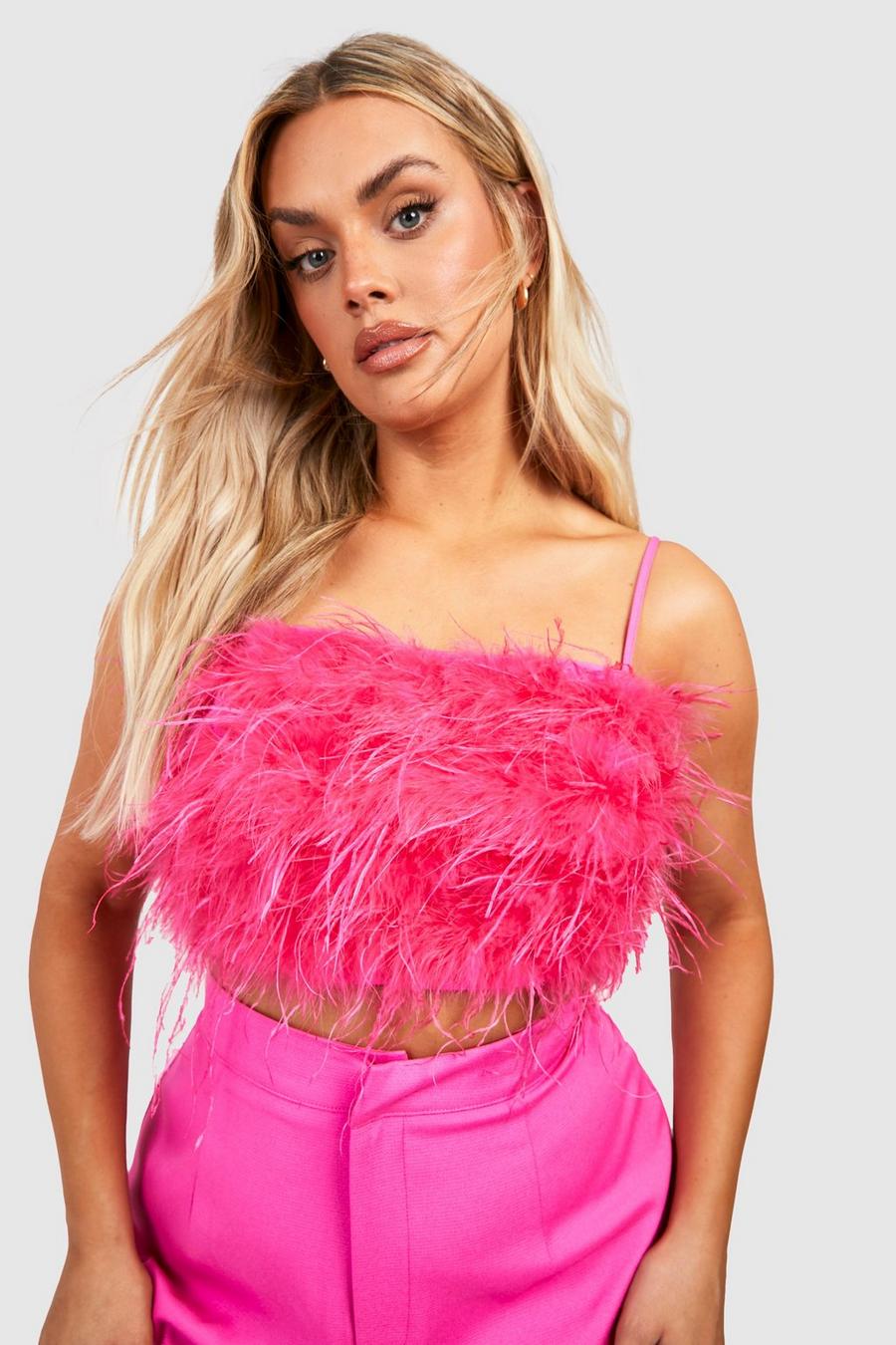 Hot pink Plus Feather Bandeau Top image number 1