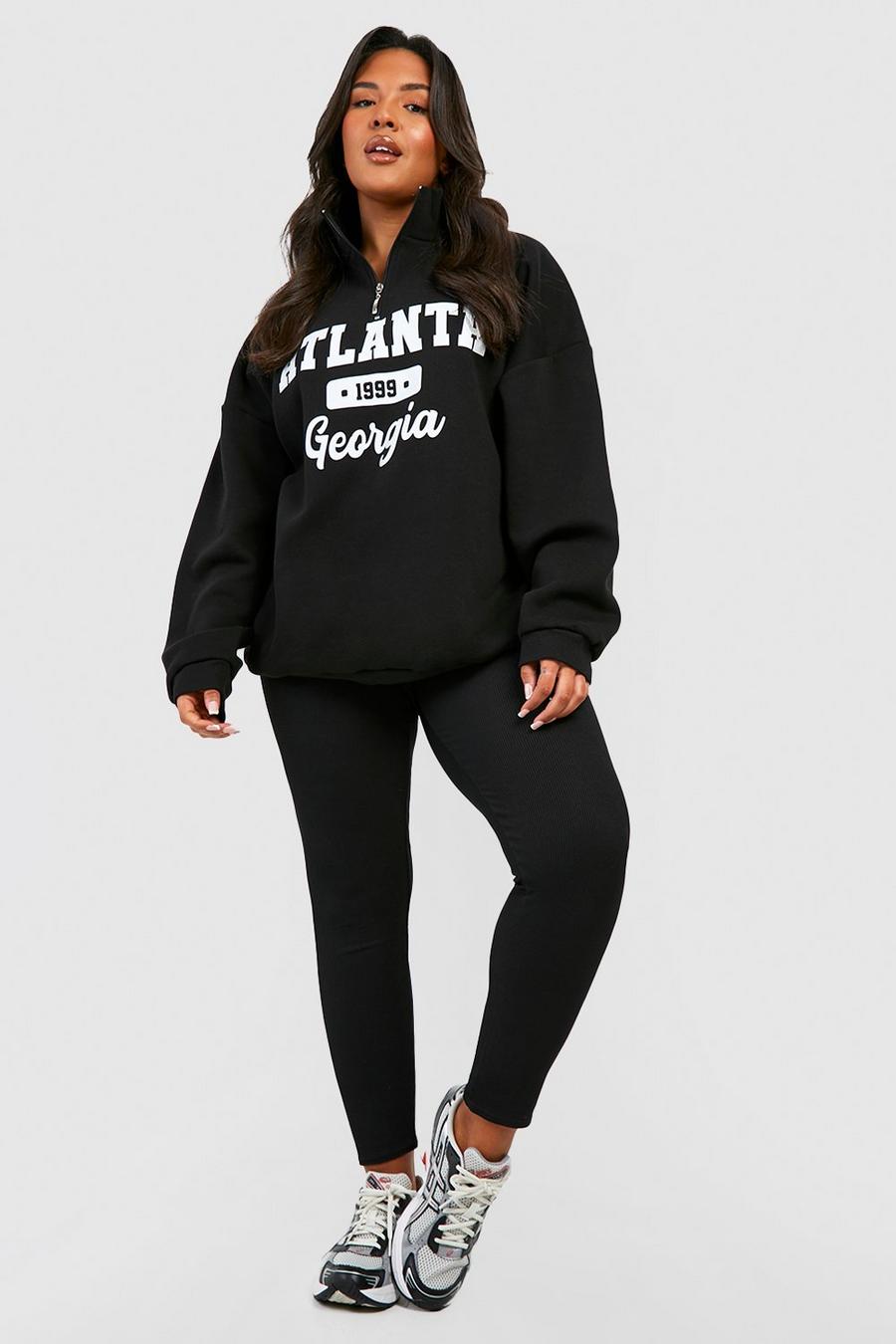 Black Plus Atlanta Varsity Half Zip Sweatshirt image number 1