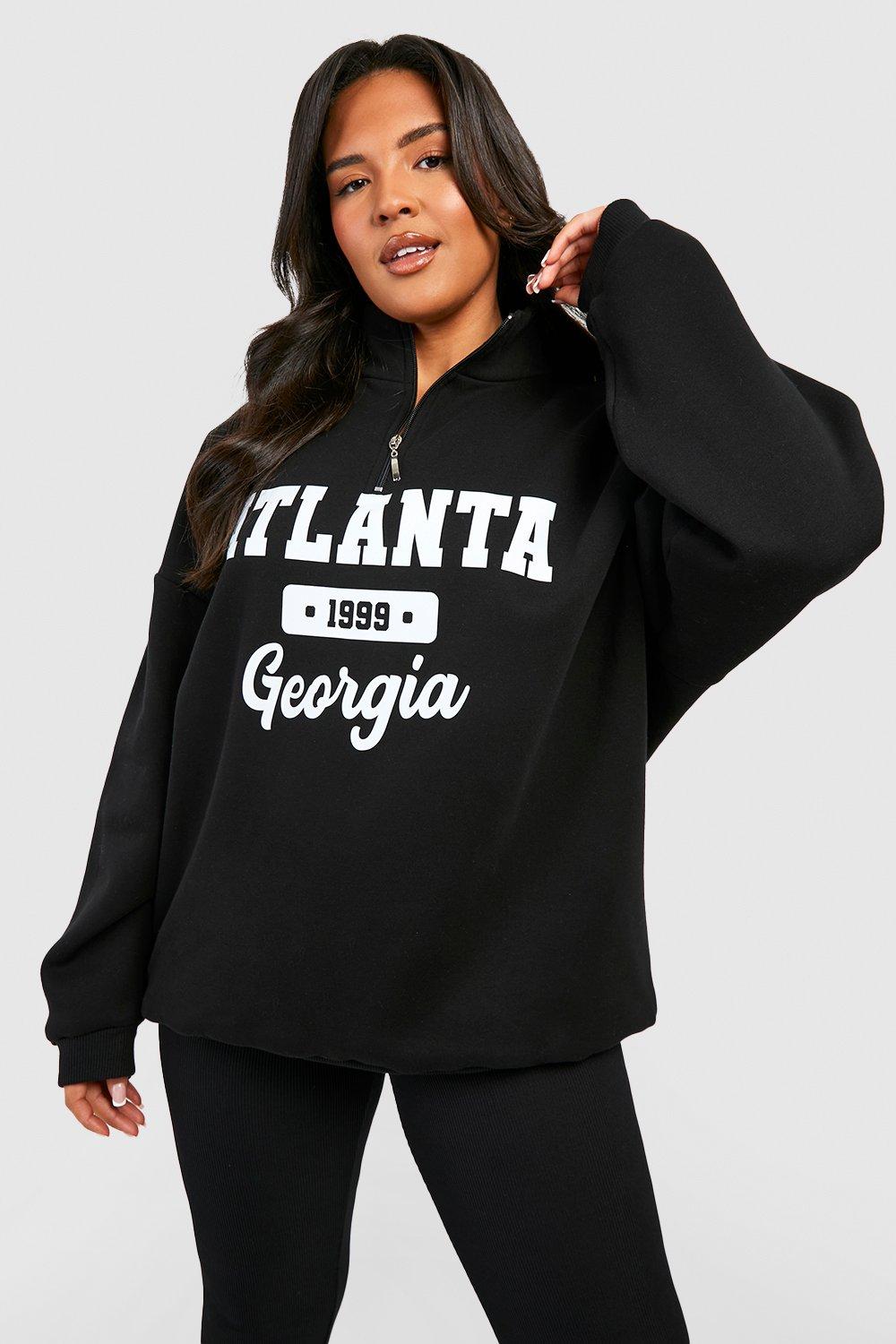 Plus Atlanta Varsity Half Zip Sweatshirt | boohoo