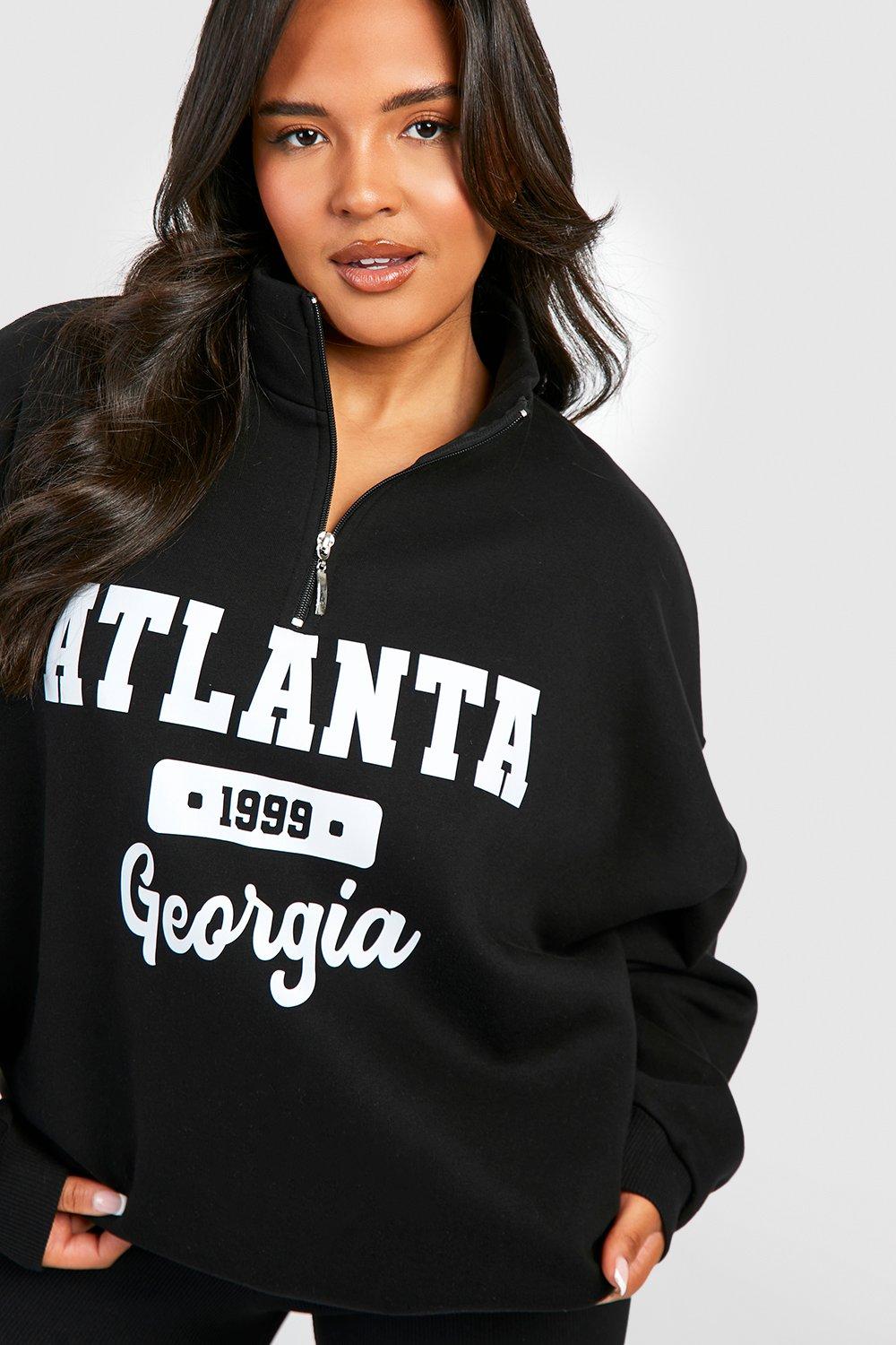 Plus Atlanta Varsity Half Zip Sweatshirt | boohoo