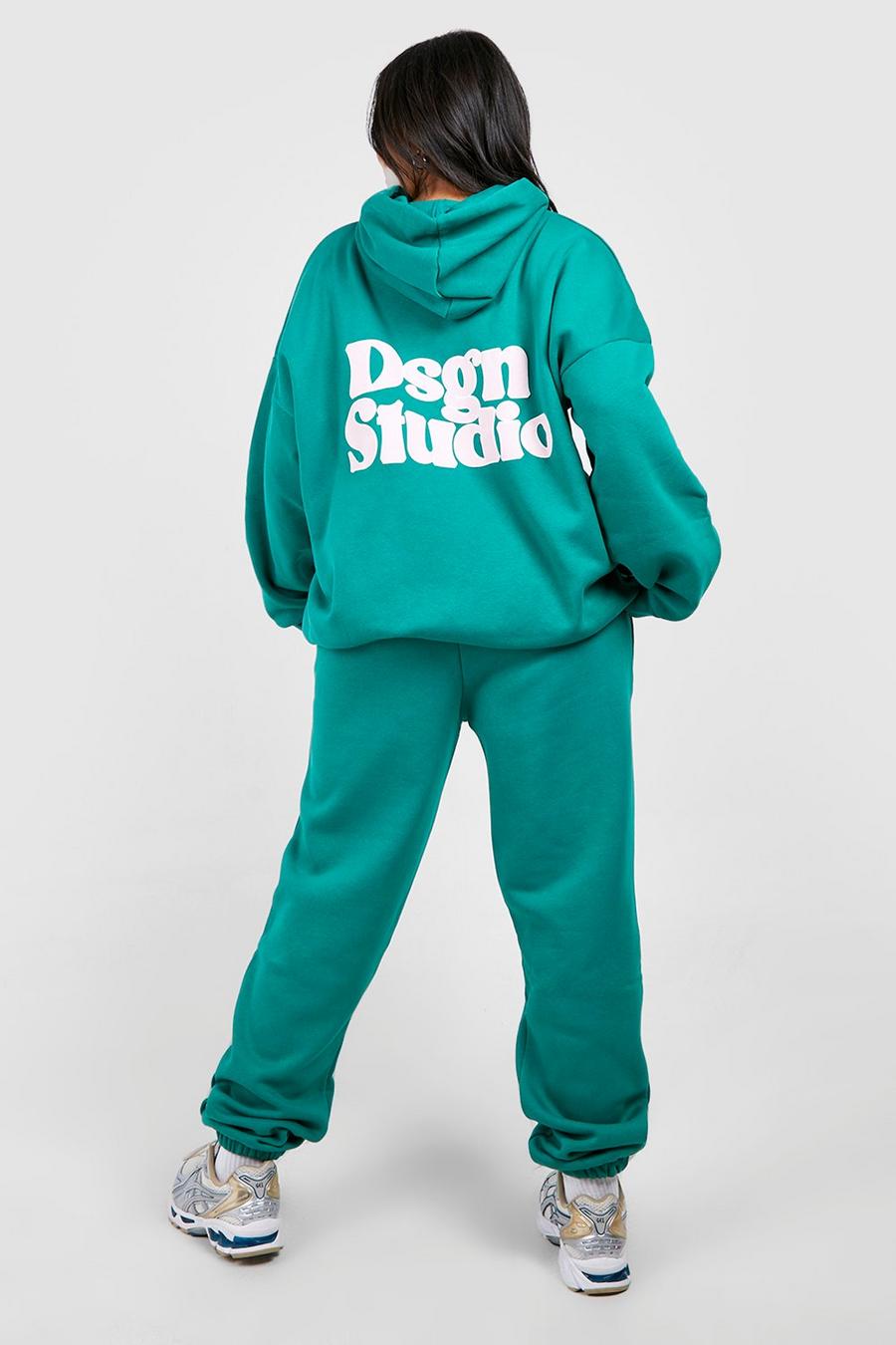 Plus Oversize Dsgn Studio Hoodie-Trainingsanzug, Green image number 1