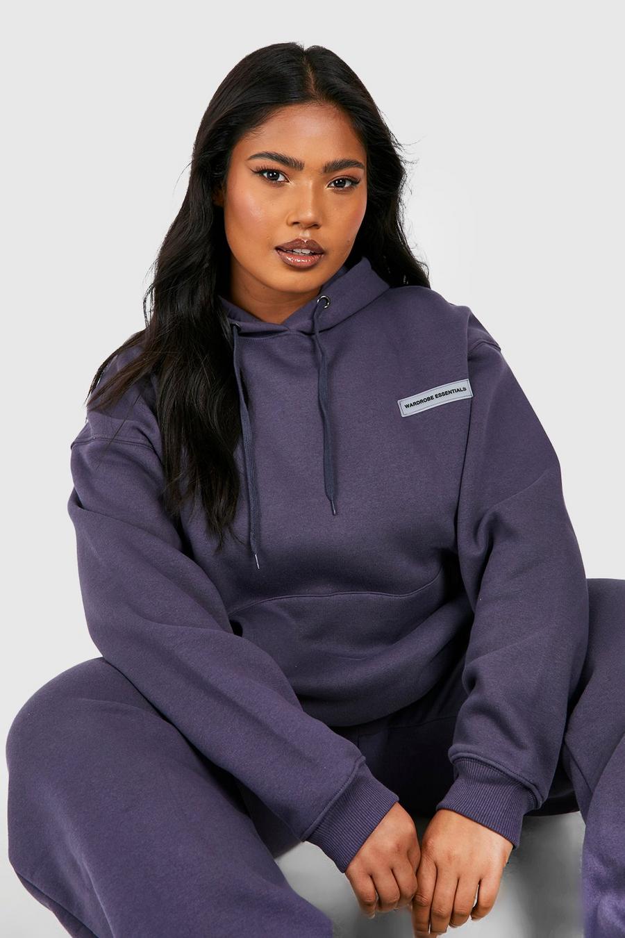 Charcoal Plus Oversized Label Hoodie image number 1