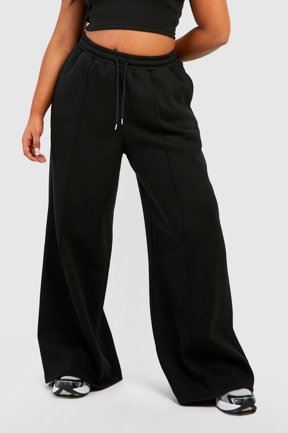 Women's Black Plus Wide Leg Joggers