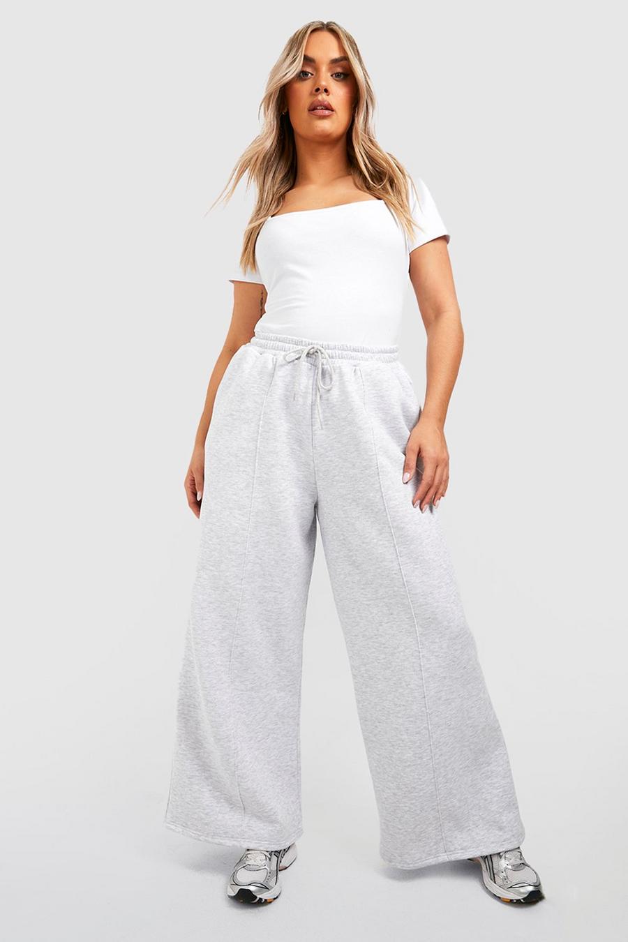 Grey marl Plus Wide Leg Joggers image number 1
