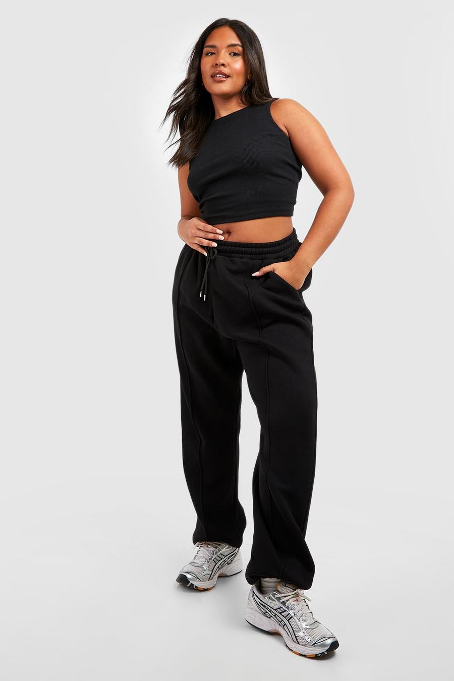 Black Plus Pin Tuck Cuffed Jogger image number 1