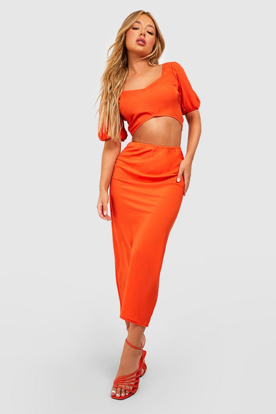 Orange Midi Skirt image number 1
