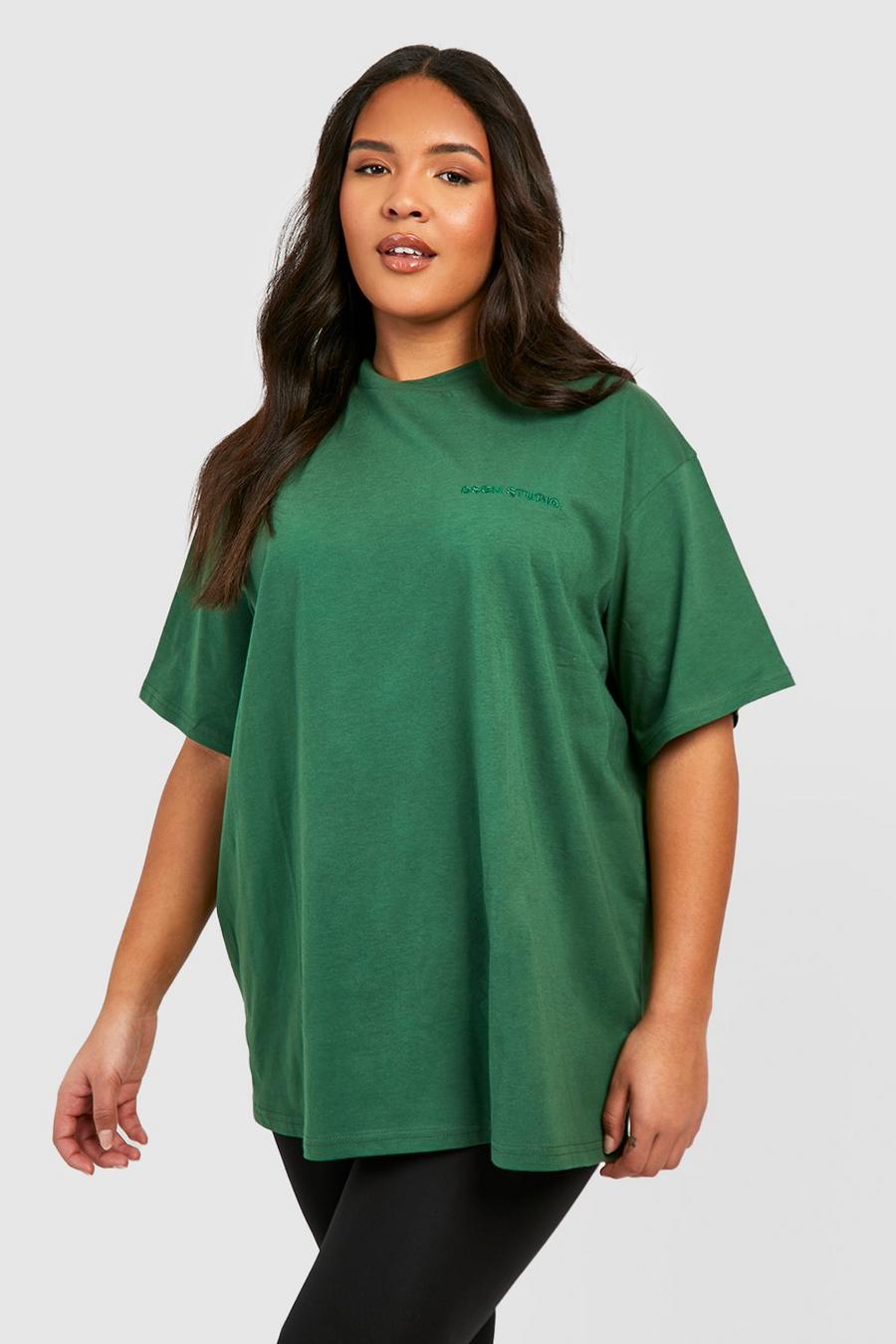 Grande taille - T-shirt oversize à slogan Dsgn Studio, Green vert image number 1