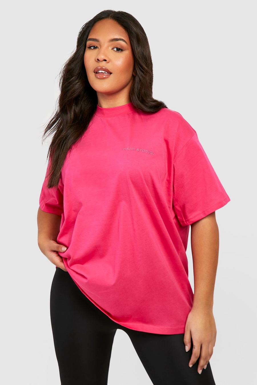 Camiseta Plus oversize con estampado Dsgn Studio, Pink