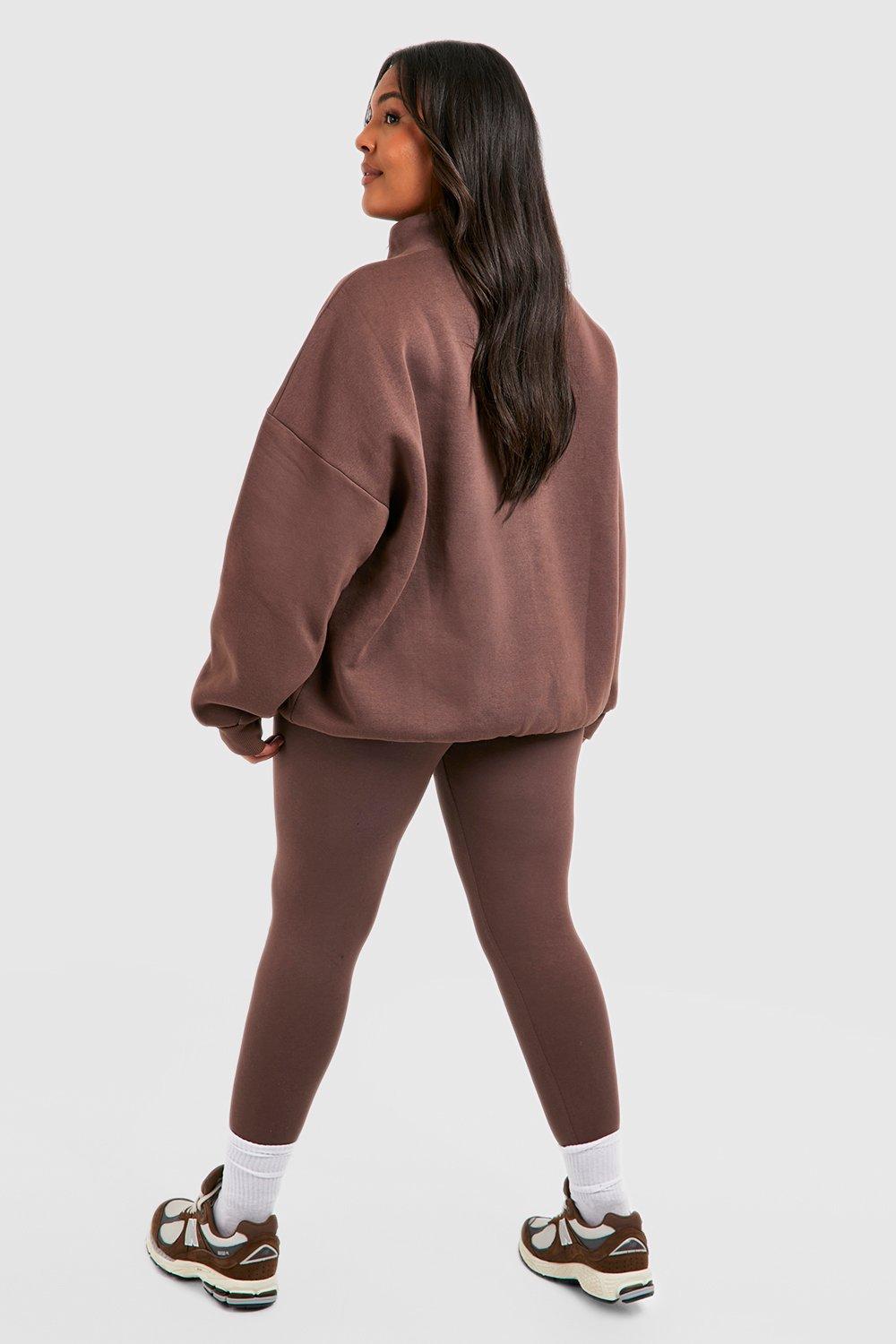 Plus Oversized Half Zip Sweatshirt And Legging Set