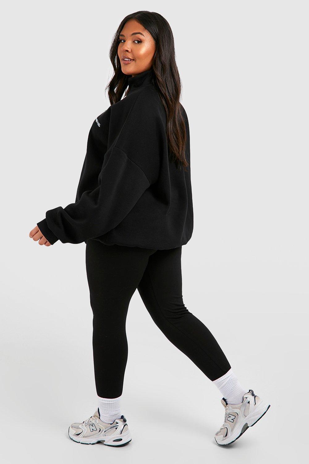 Plus Oversized Dsgn Half Zip Sweatshirt And Legging Set