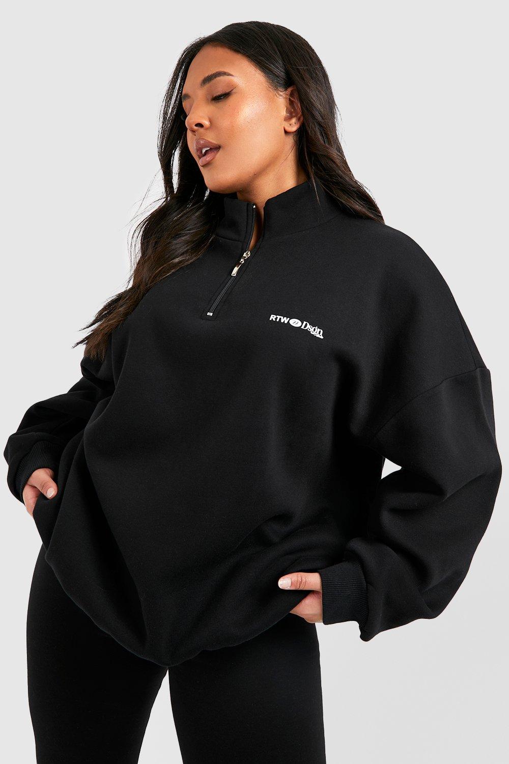 Plus Oversized Dsgn Half Zip Sweatshirt And Legging Set