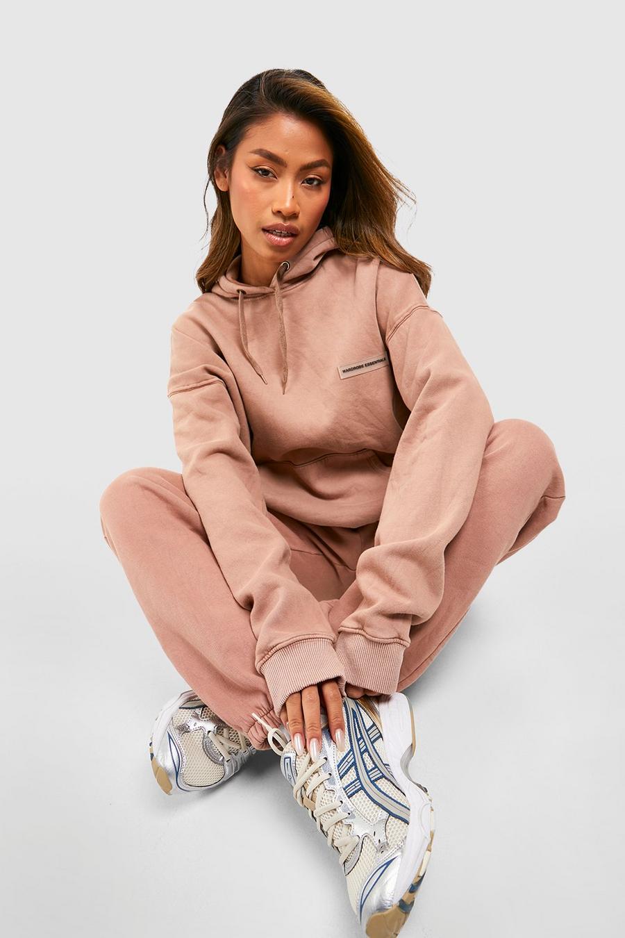 Taupe Washed Oversized Track Pants image number 1