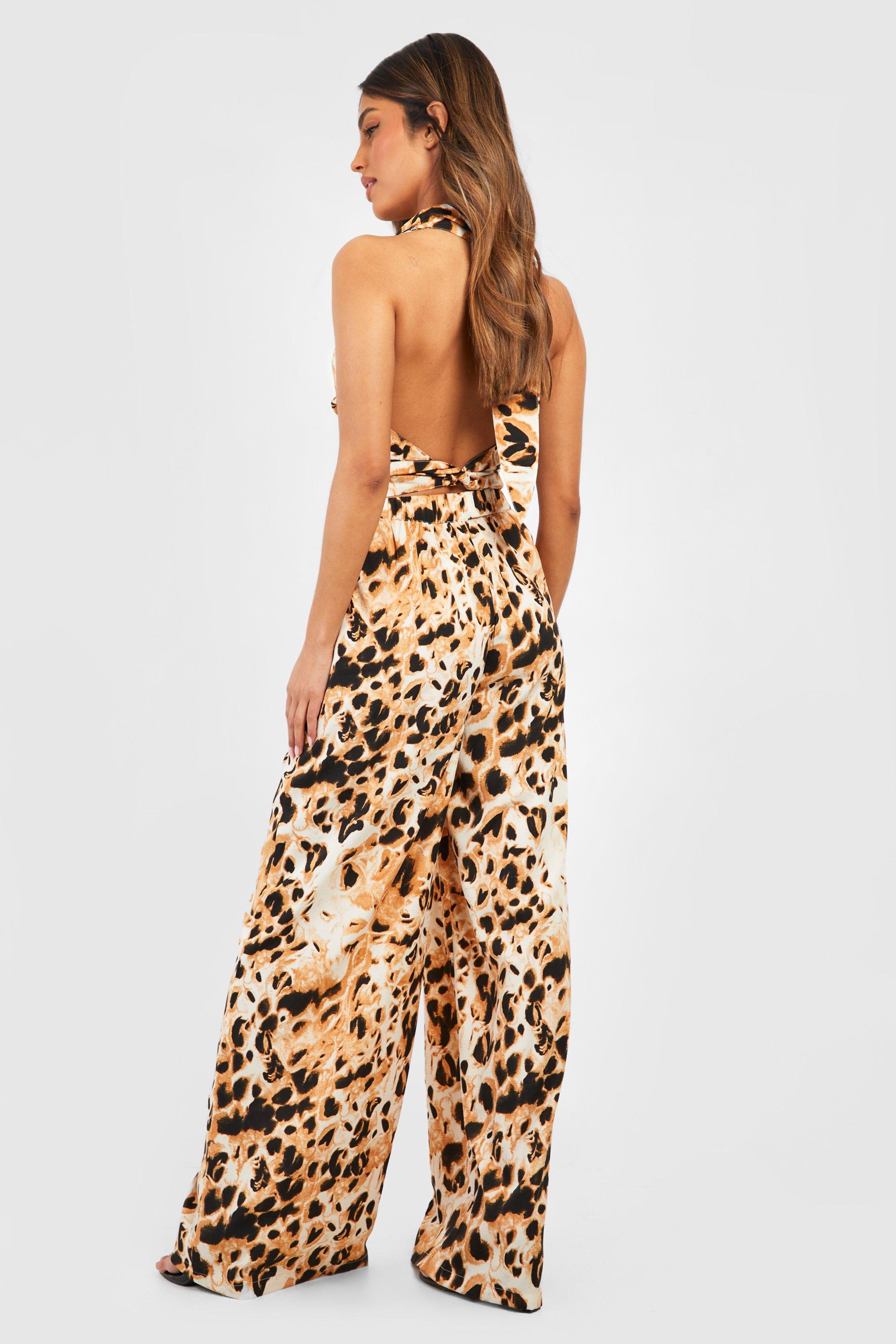 Leopard Print Wide Leg Pants