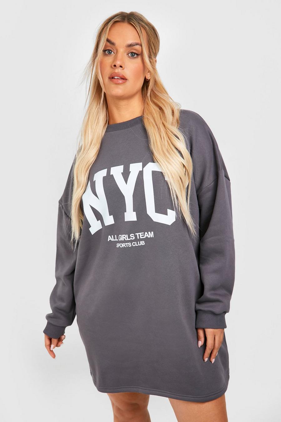 Charcoal Plus Oversized Nyc Sweat Dress image number 1