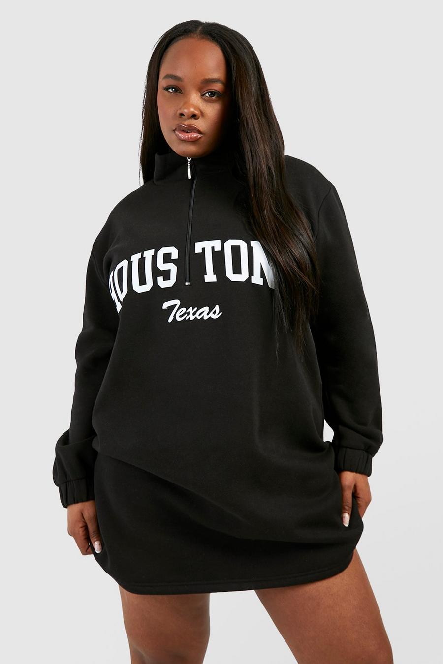 Black Plus Oversized Houston Zip Sweat Dress image number 1