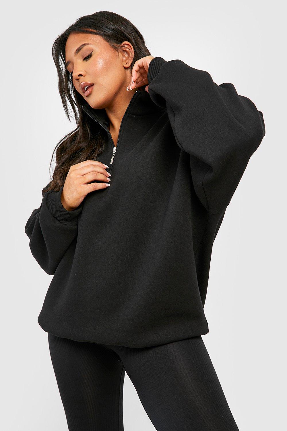 Recharge - Oversized Half Zip Sweatshirt in Black