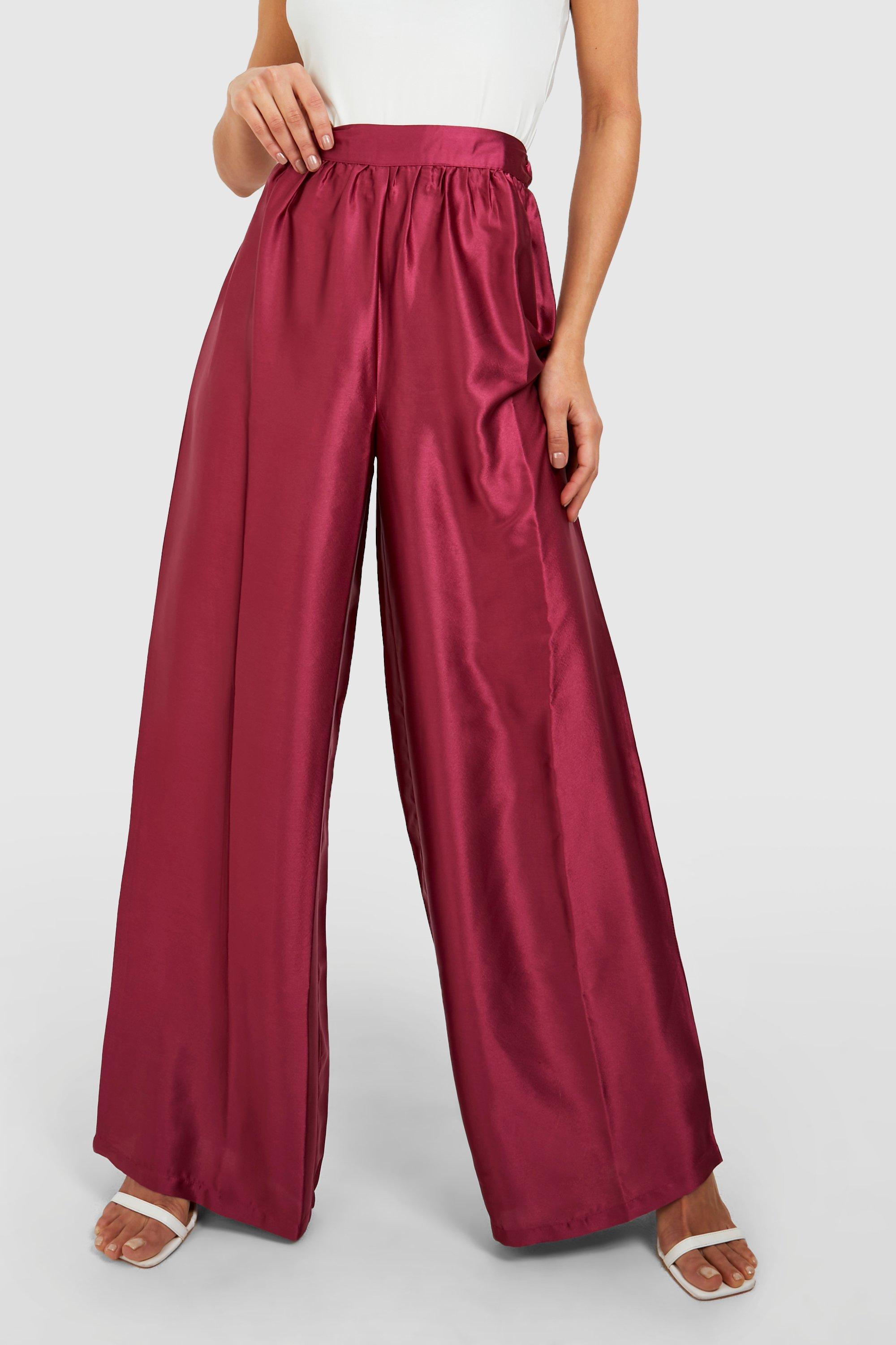 high-waisted silk trousers