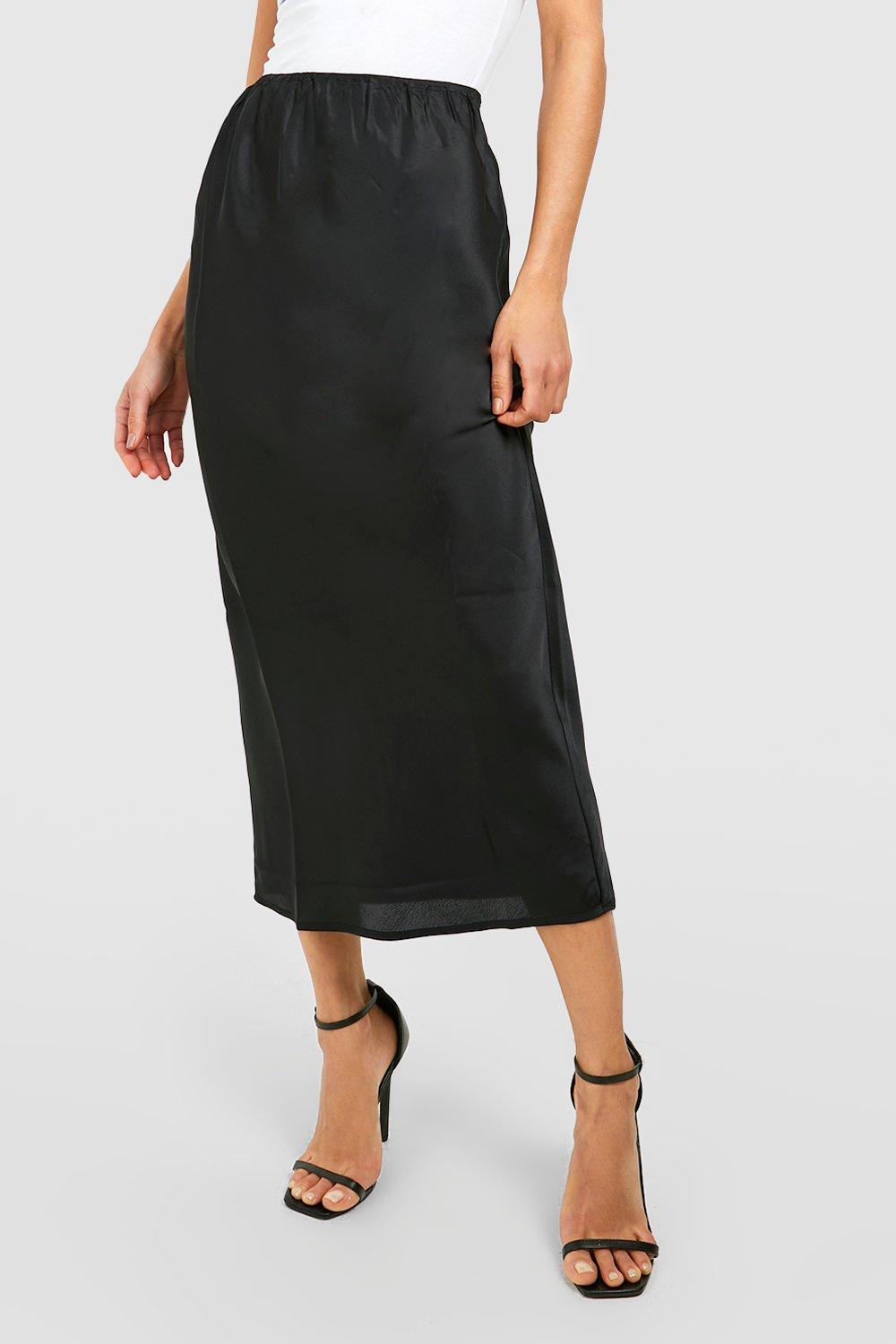 Topshop black satin outlet bias skirt