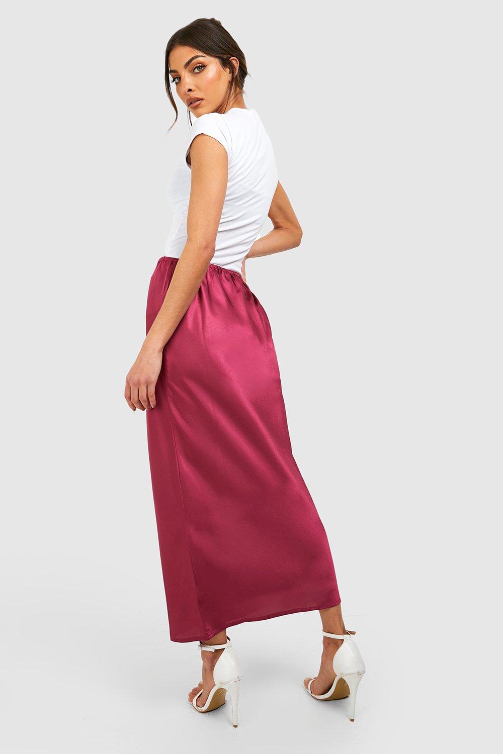 Satin bias 2024 cut midi skirt