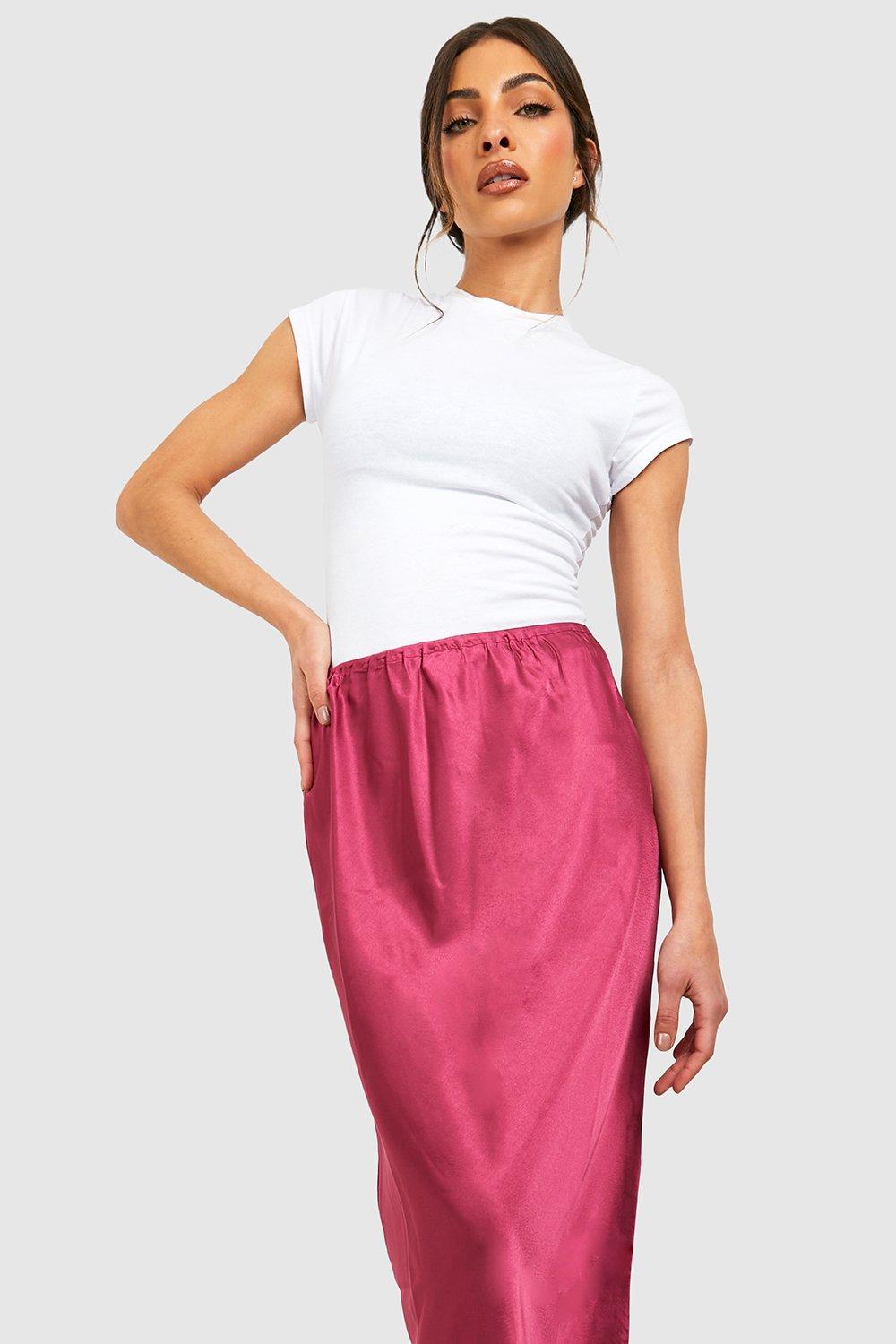 Satin midi shop skirt boohoo