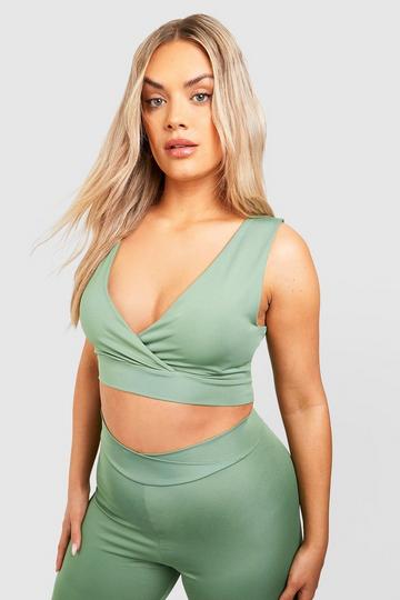 Plus Wrap Front Sport Bra sage