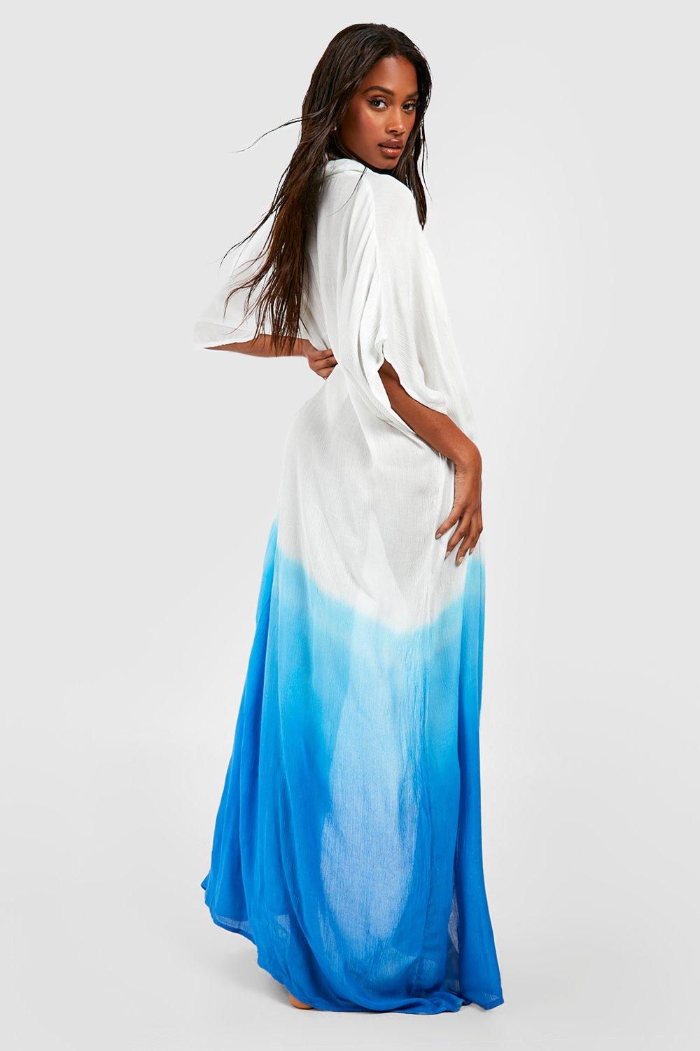 Crinkle Ombre Maxi Cover Up Beach Kimono boohoo