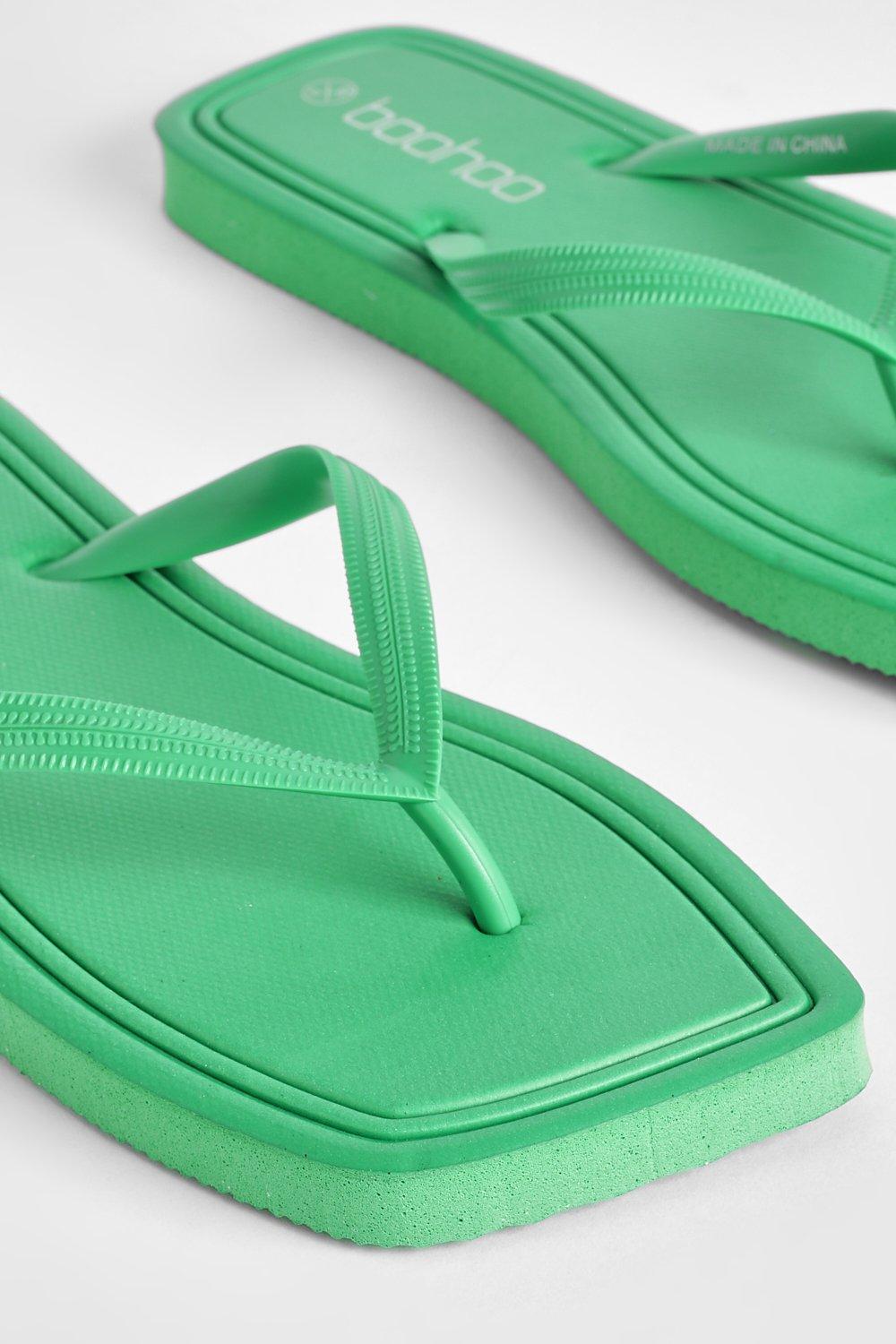 Womens green flip flops sales