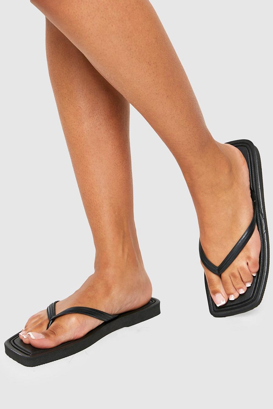 Black Flip-flops med fyrkantig tå image number 1