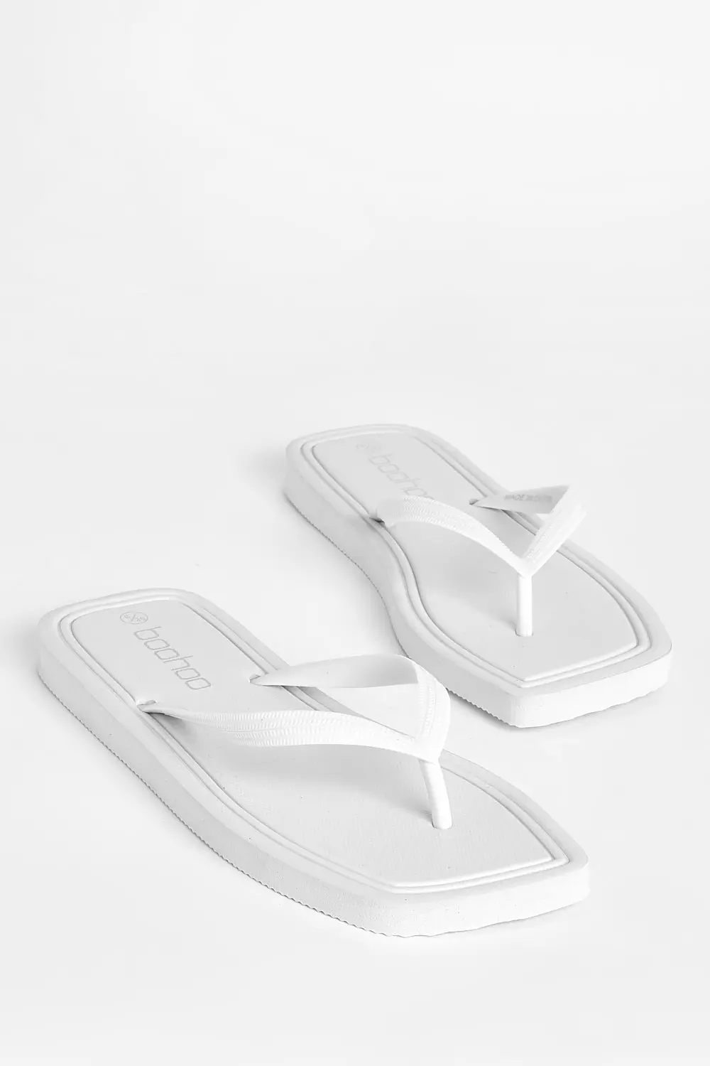 White Square Toe Beach Flip Flops   alternative image