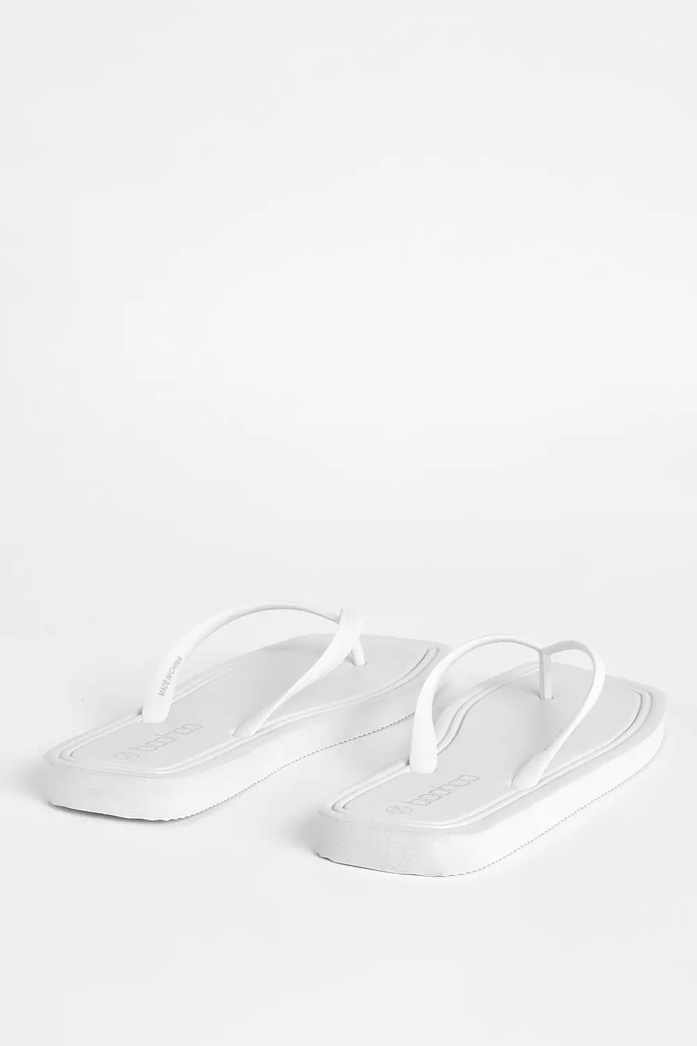 White Square Toe Beach Flip Flops   alternative image
